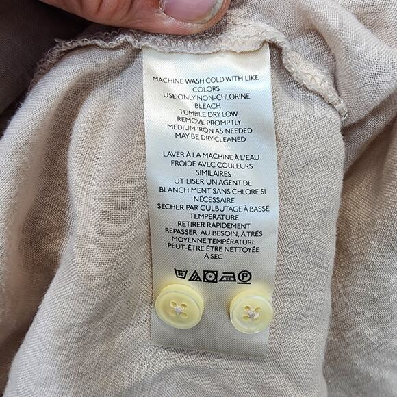 Anthropologie Maeve Womens Top Small Beige Linen Button Up Lagenlook Capsule - Picture 6 of 15